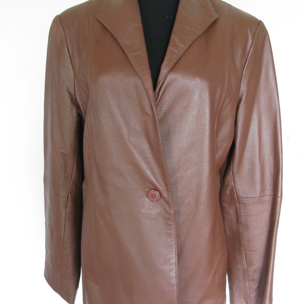 Beautiful David Benjamin %100 Leather Women's Jacket /Coat in dark Brown size 10